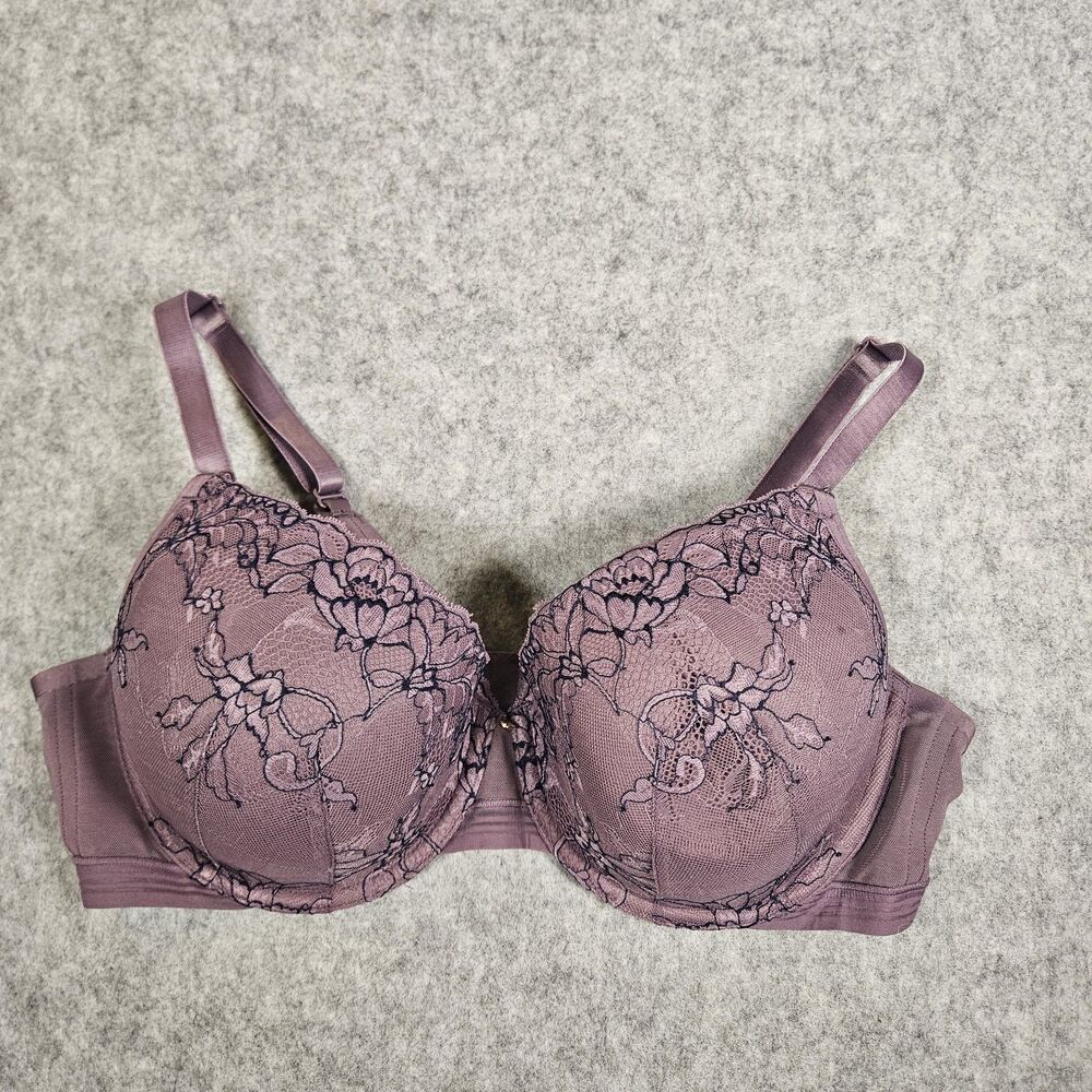 Cacique Lane Bryant Womens Mauve Lightly Lined Demi Lace Bra Intimates Size 40D